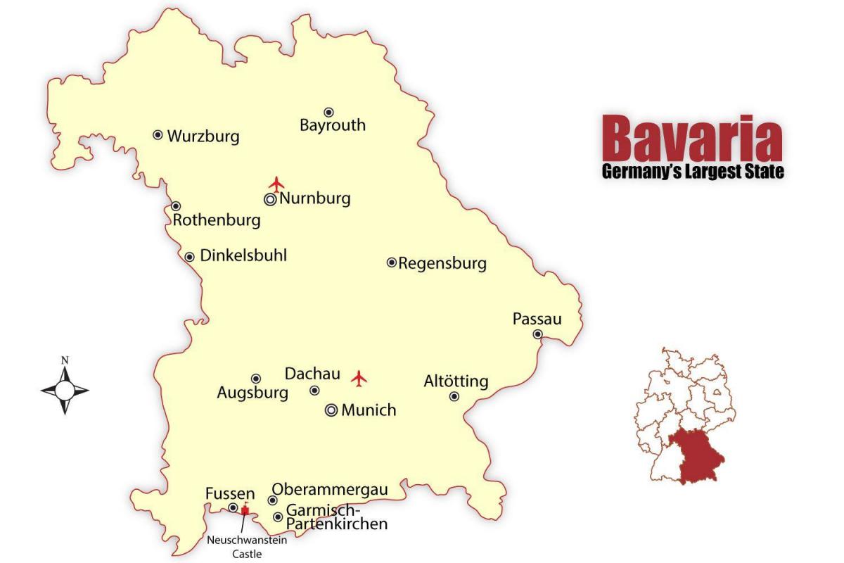 Mapa de alemania mostrando munich