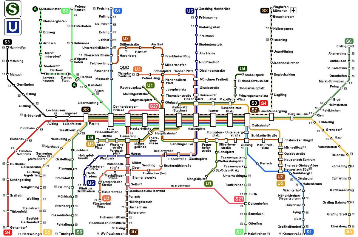 mapa del metro de munich, alemania