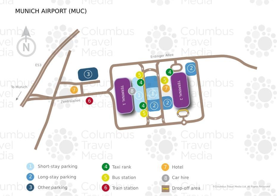 Mapa de munich aeropuerto, estación de tren