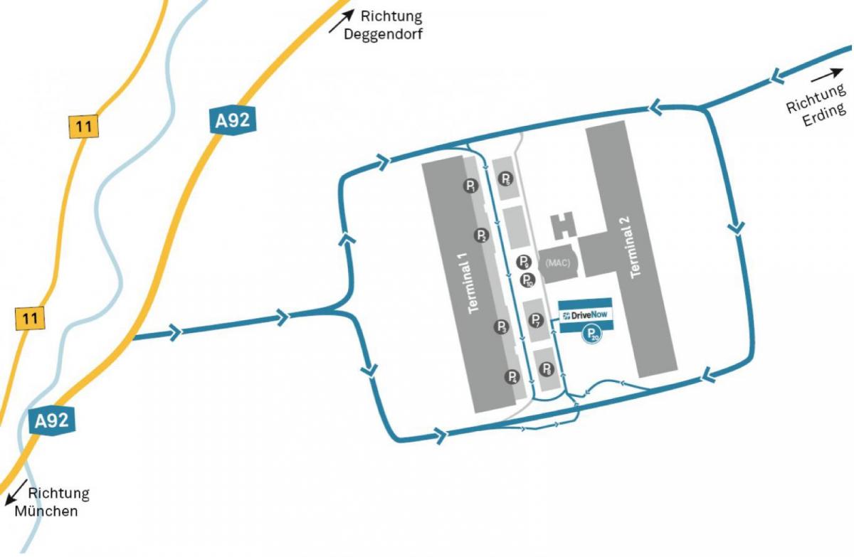 aeropuerto de munich, alquiler de coches mapa