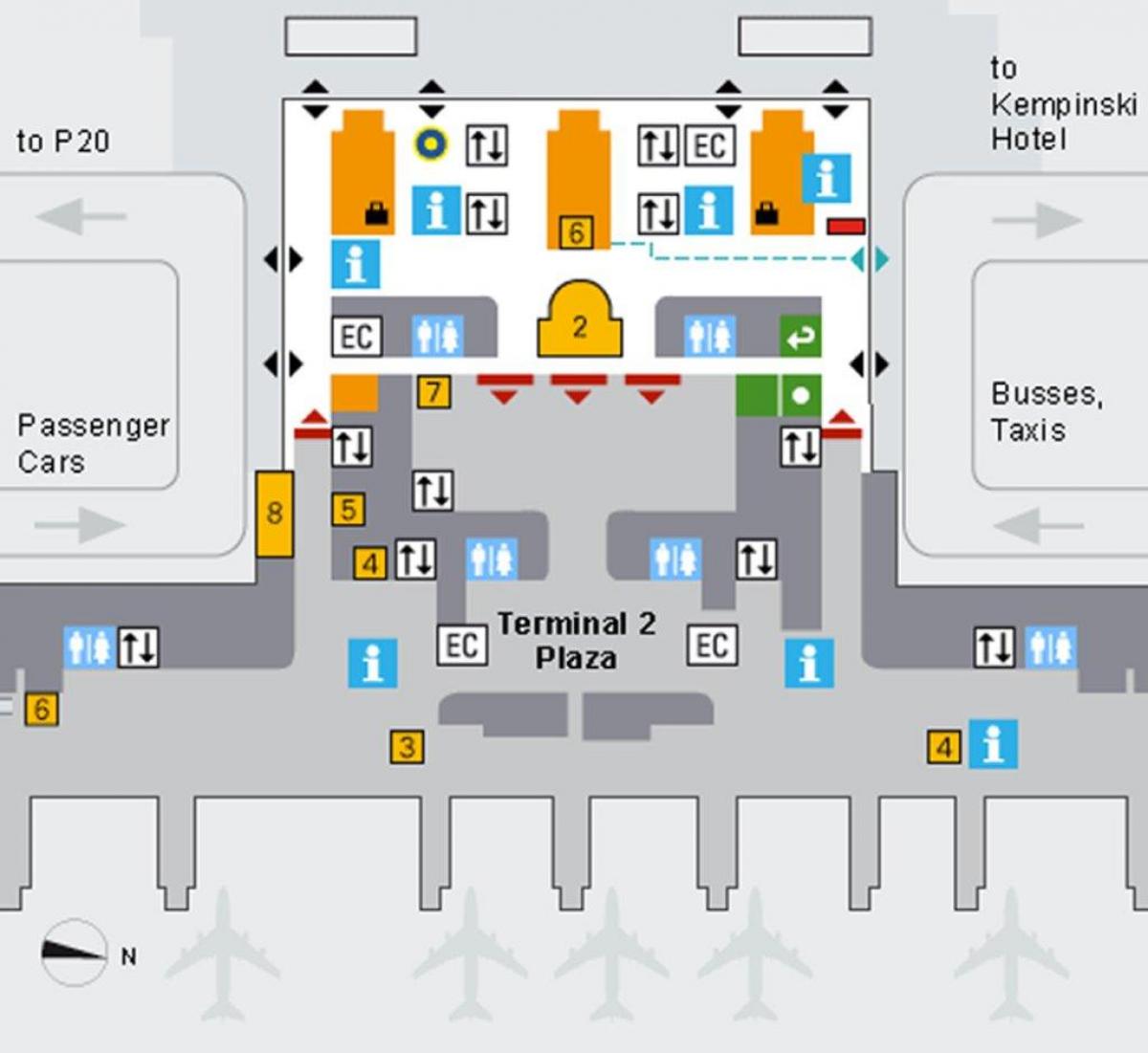 Mapa de munich de llegadas del aeropuerto