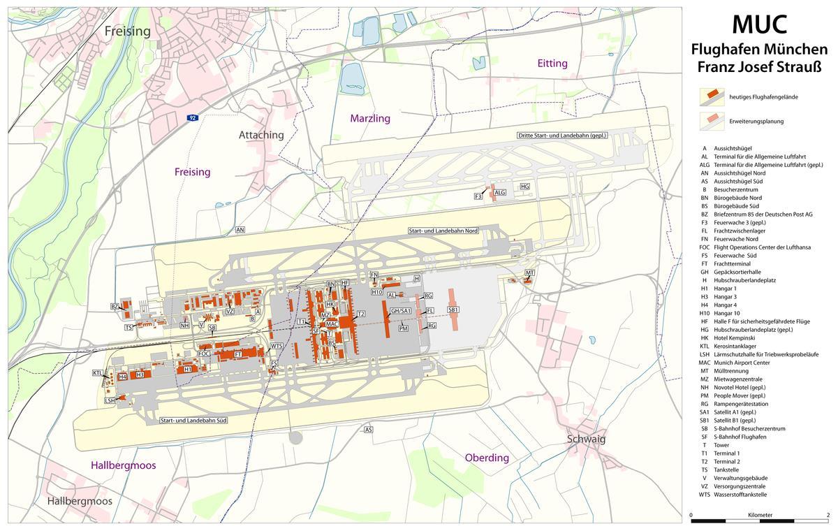 munich airport terminal mapa