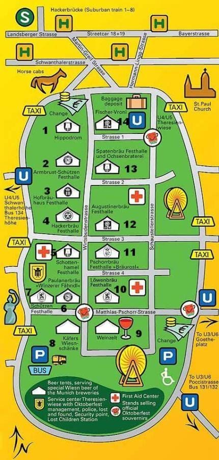 Mapa de las cervecerías de múnich