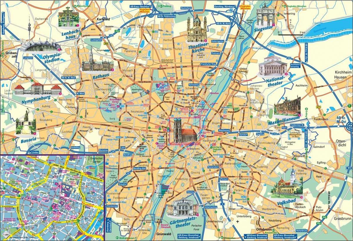 mapa de la ciudad de munich, alemania