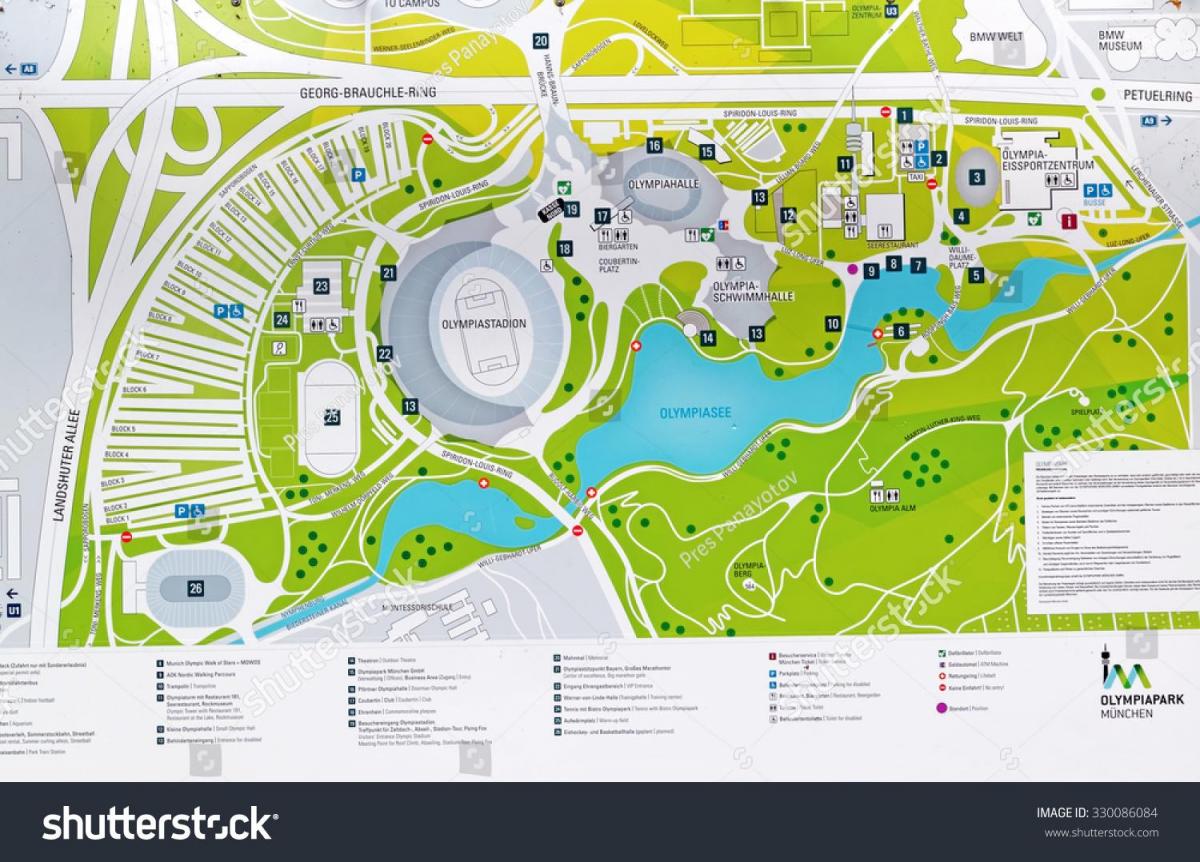 Mapa de parque olímpico de munich
