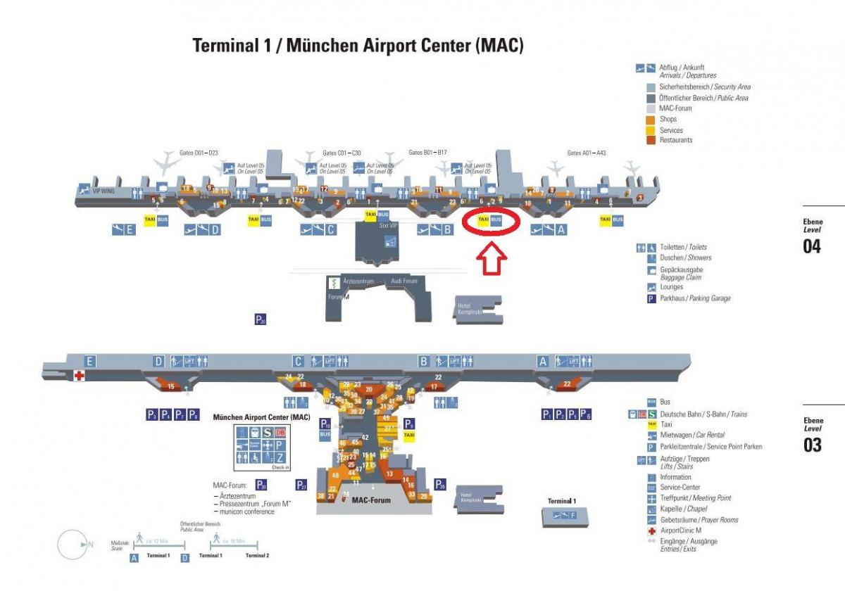 Munich airport terminal 1 mapa - Mapa de munich airport terminal 1