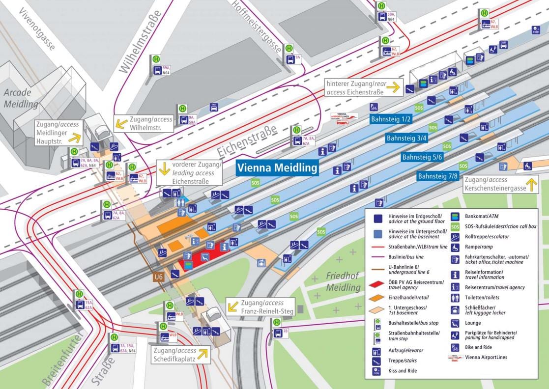 munich de la estación de tren de la plataforma mapa
