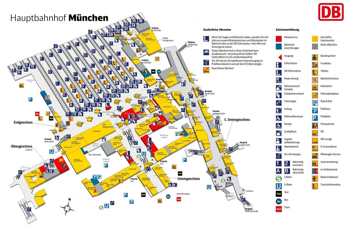 Mapa de munich hbf estación