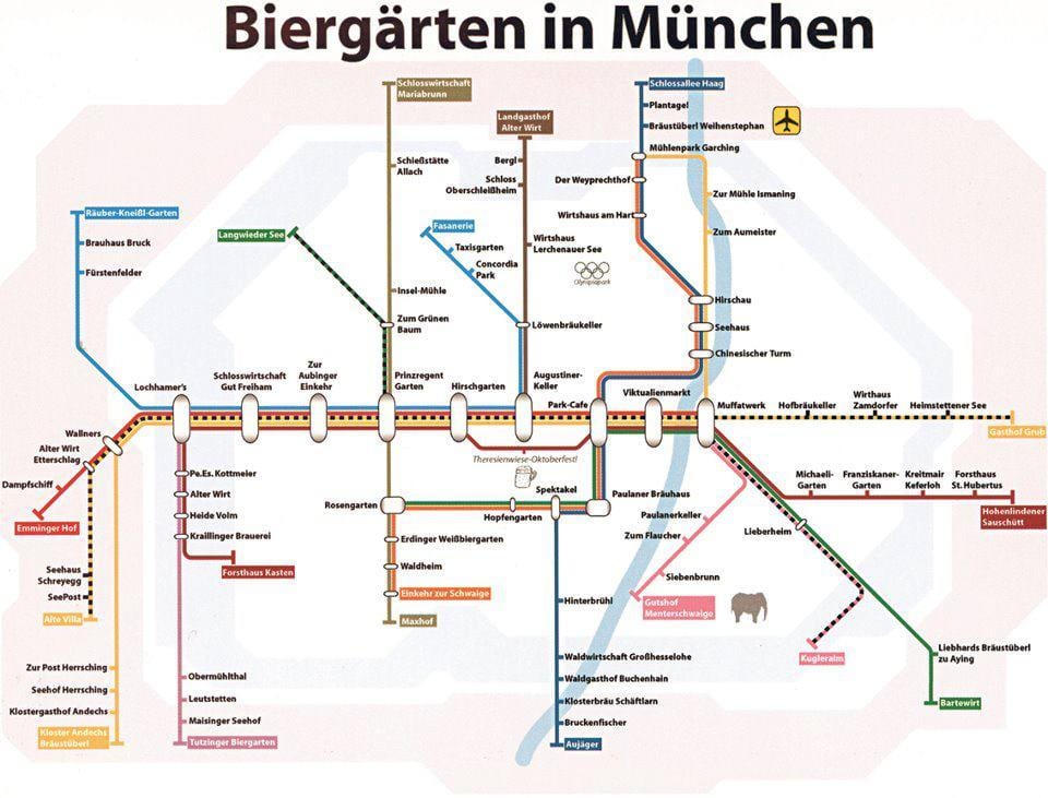 Mapa de jardín de la cerveza de múnich
