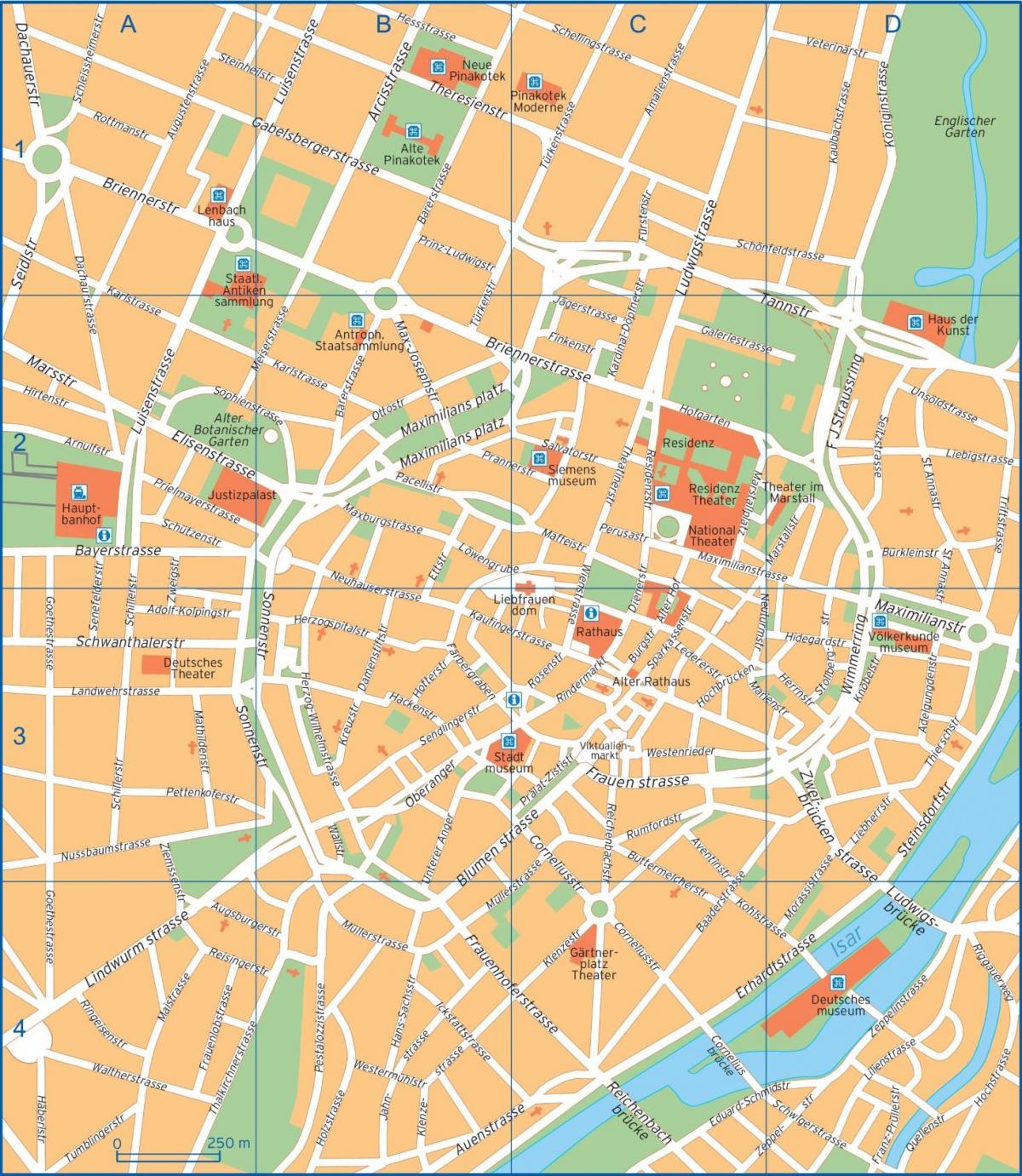 mapa de calle de munich, alemania