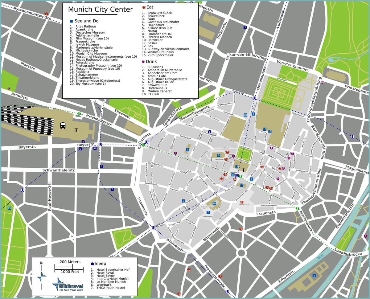mapa turístico de munich lugares de interés