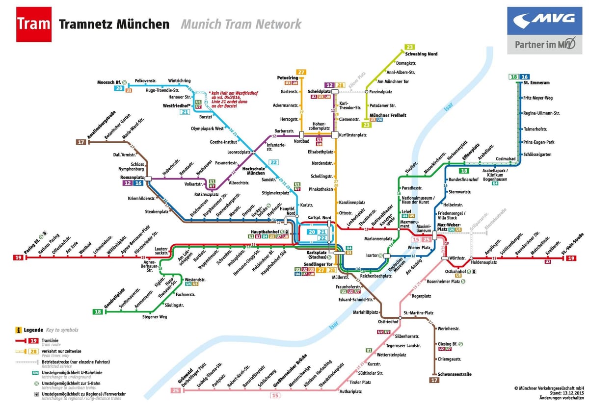 Mapa de múnich tranvía