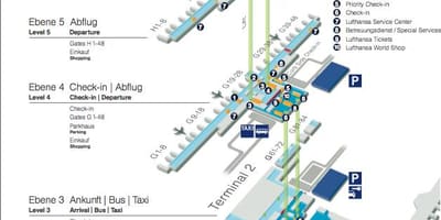 Mapa de aeropuerto de munich con lufthansa
