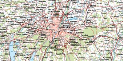 Mapa de múnich y ciudades de los alrededores