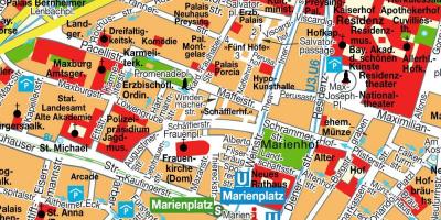 Mapa de calle de la ciudad de munich, el centro de